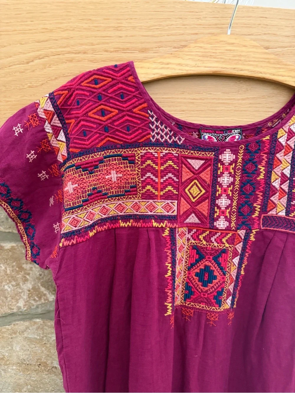 Johnny Was Embroidered Linen Shift Dress | Boho Artisan Tunic | Medium